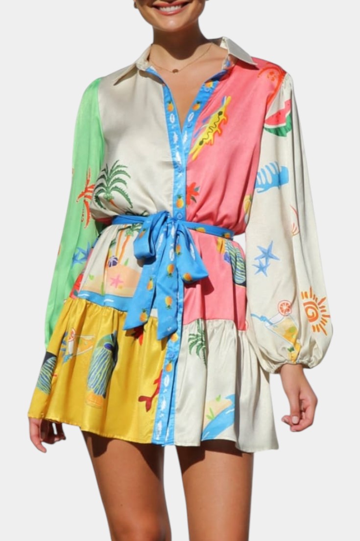 Fallon Multi-Color Printed Mini Dress