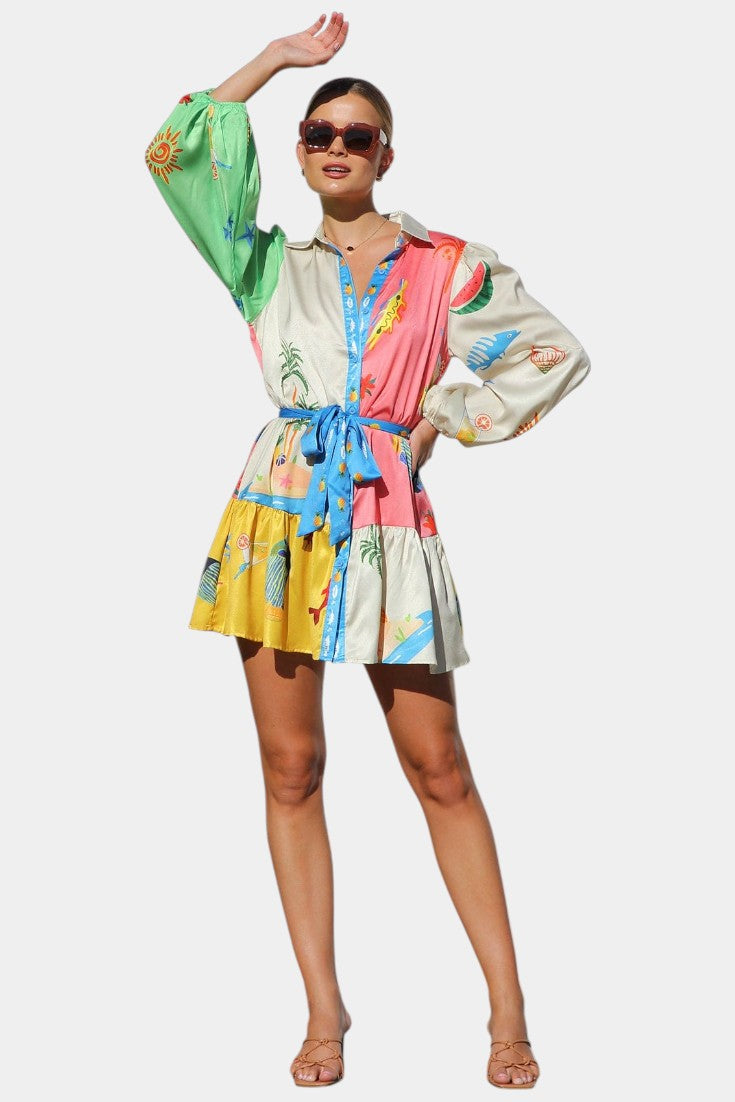 Fallon Multi-Color Printed Mini Dress