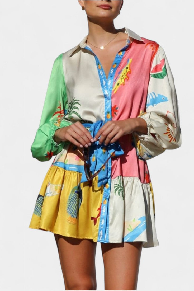 Fallon Multi-Color Printed Mini Dress