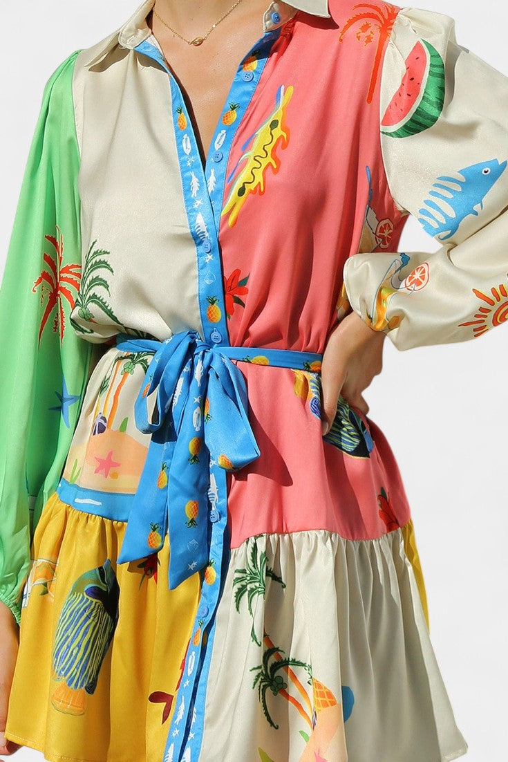Fallon Multi-Color Printed Mini Dress