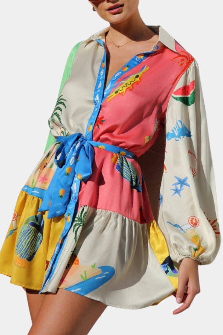 Fallon Multi-Color Printed Mini Dress