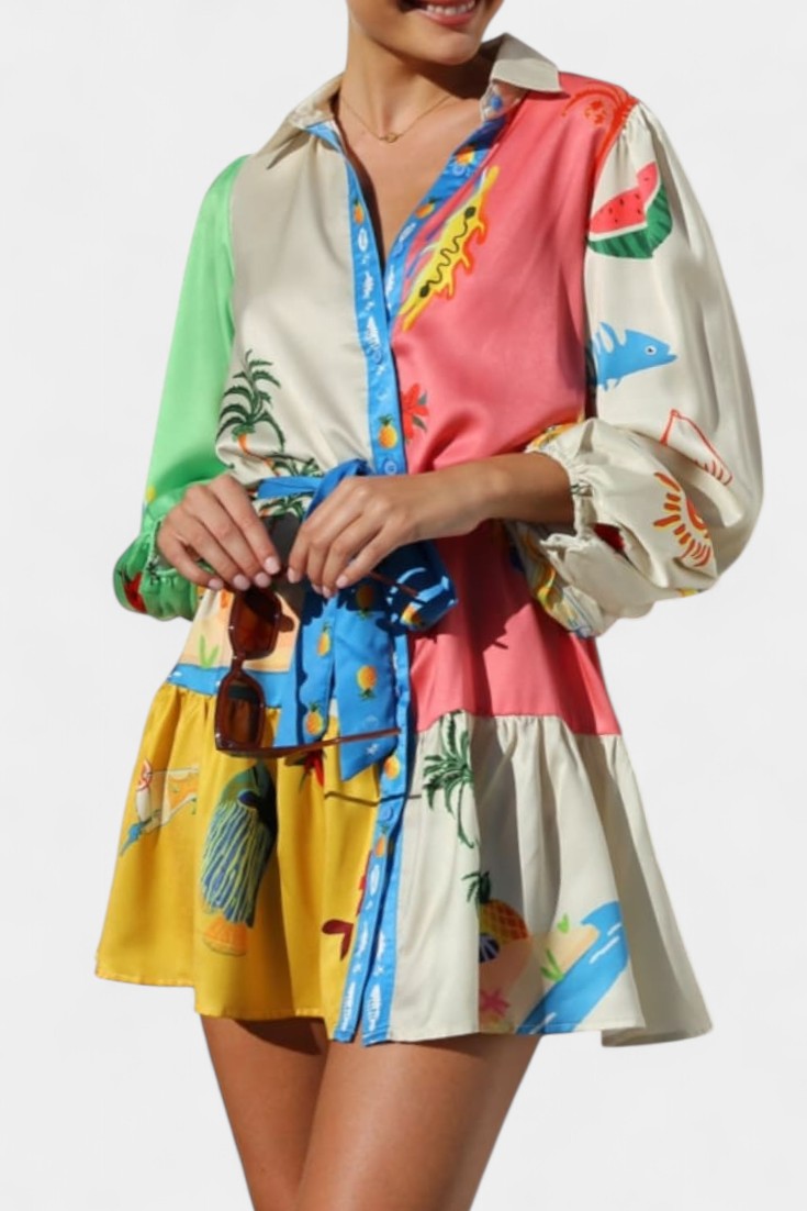 Fallon Multi-Color Printed Mini Dress