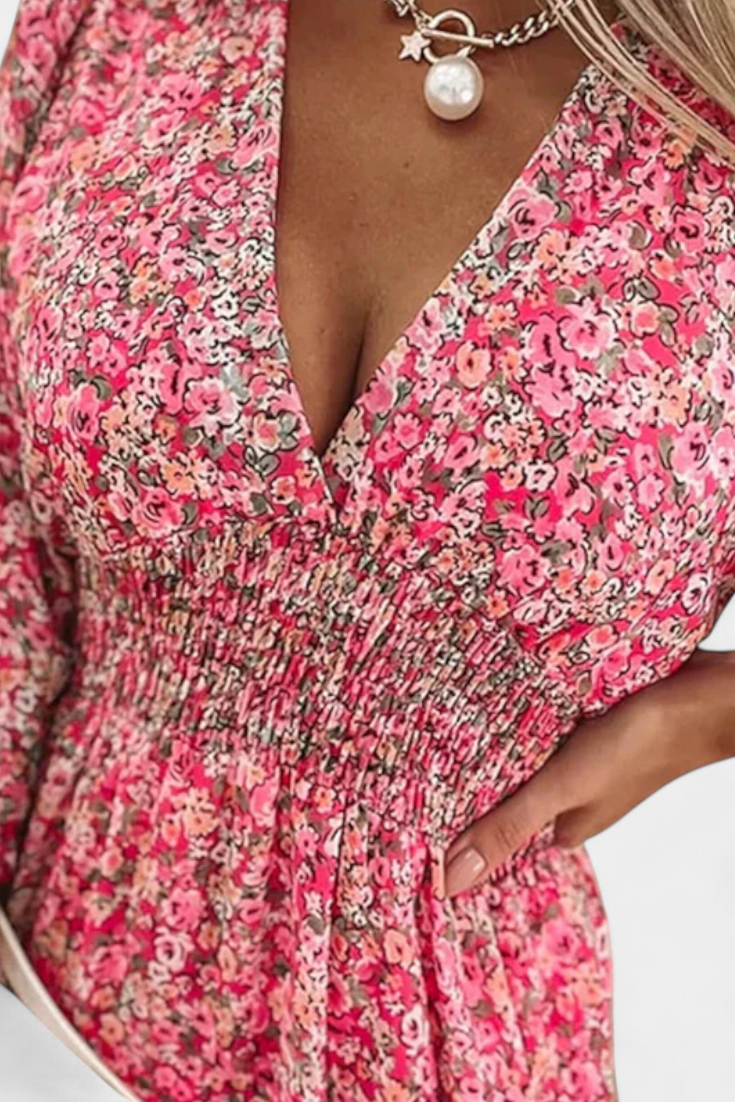 Benicia Floral Dress with Puff Sleeves and Fun Hem
