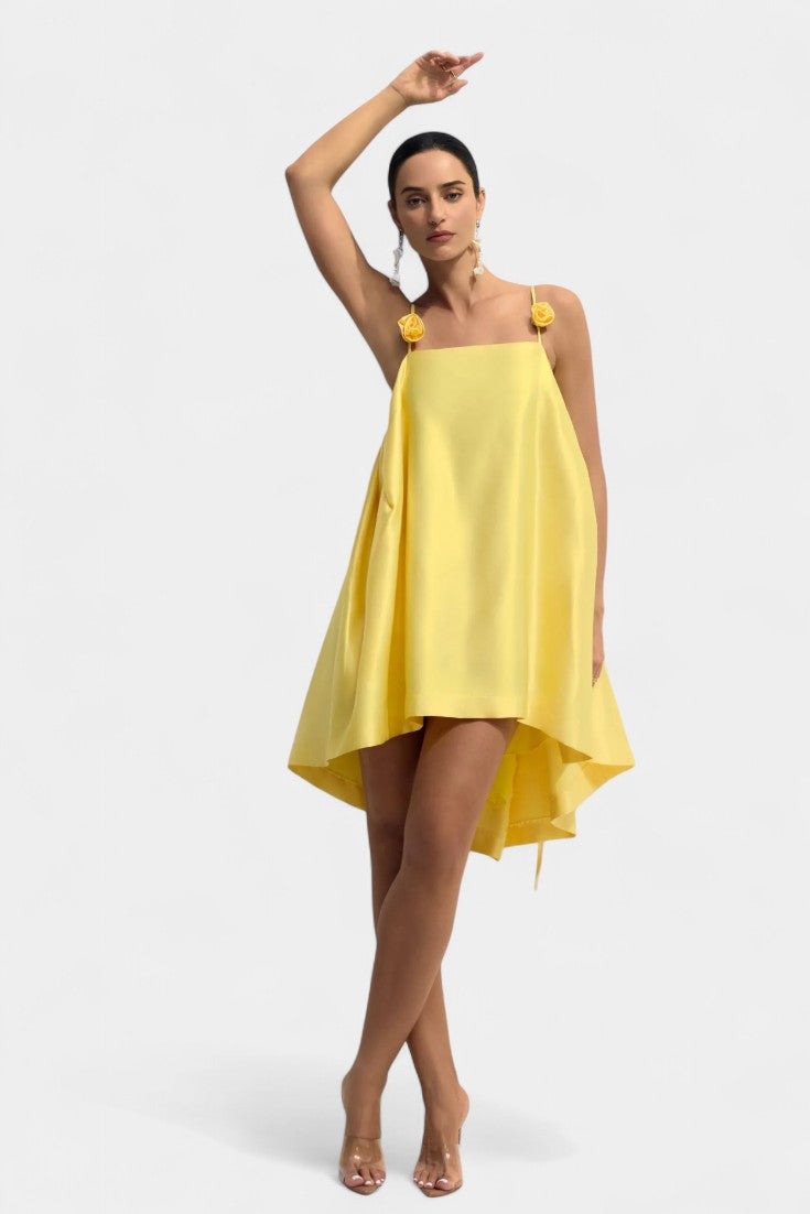 Hedda Mini Dress with Pink Detail and Spaghetti Straps