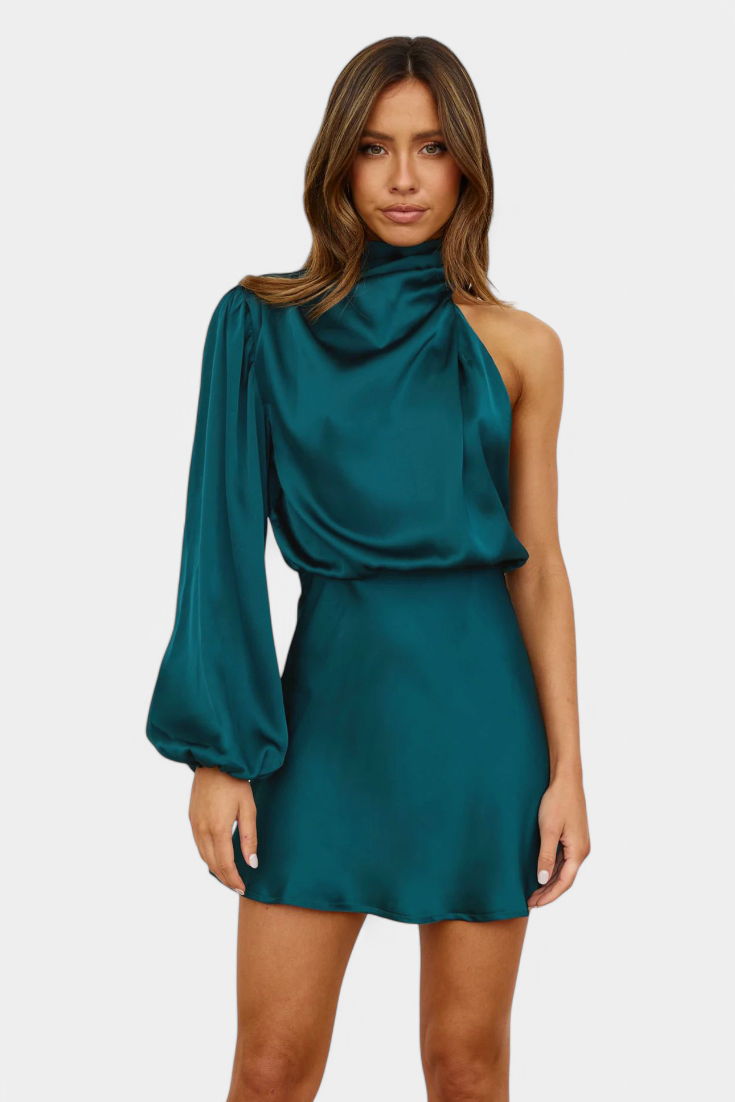 Mara Draped One-Shoulder Mini Dress