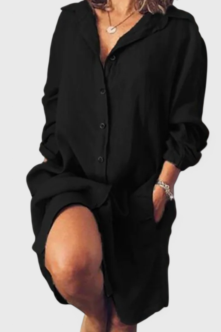 Marlene Longline Linen Shirt Dress