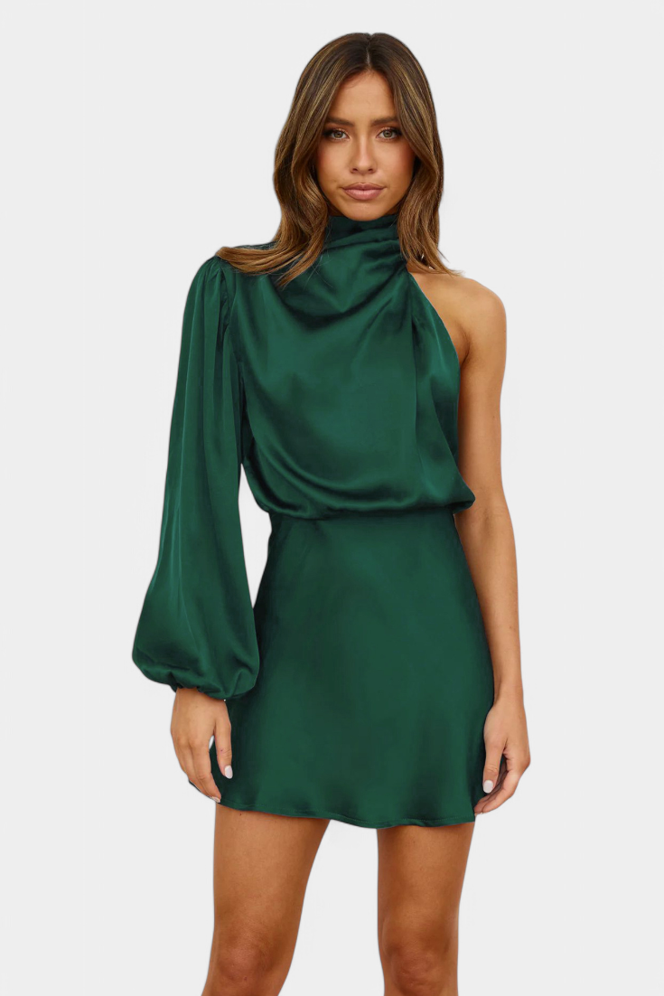 Mara Draped One-Shoulder Mini Dress
