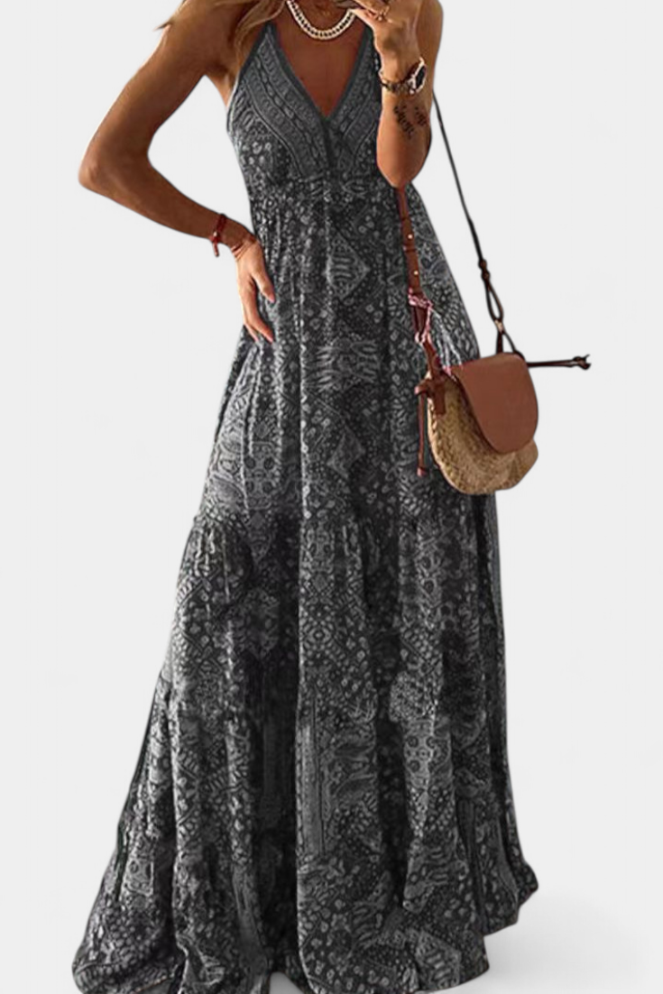 Saira Vintage Floral Print High Waist Dress