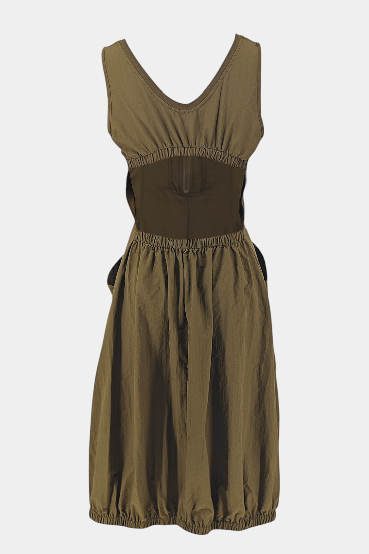 Katana Midi Dress with Bubble Hem and Corset Fit