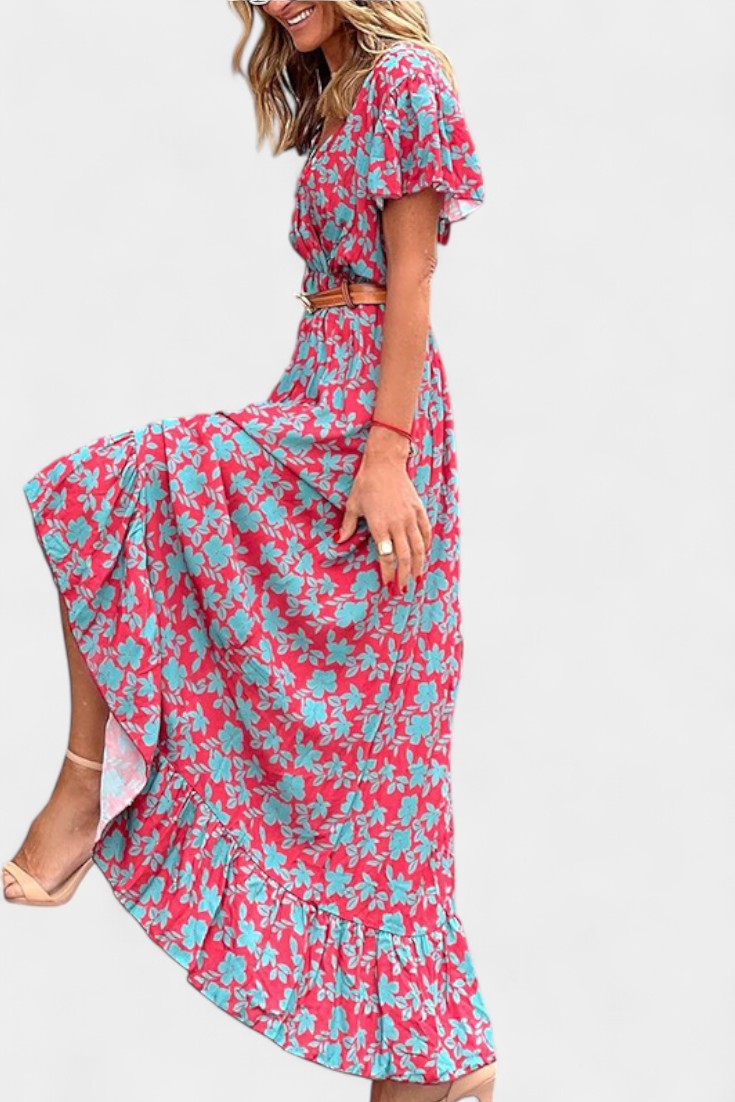 Kinslee V-Neck Swing Maxi Dress
