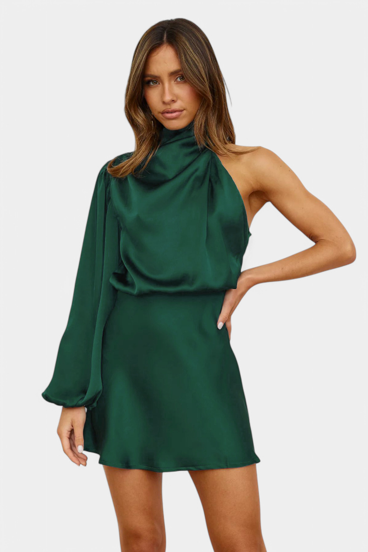Mara Draped One-Shoulder Mini Dress