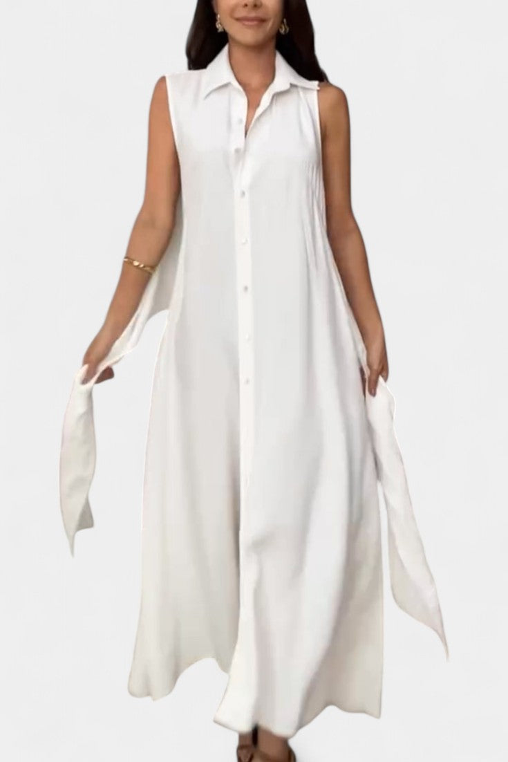 Meryl Button-Down Shirt Dress with Adjustable Belt