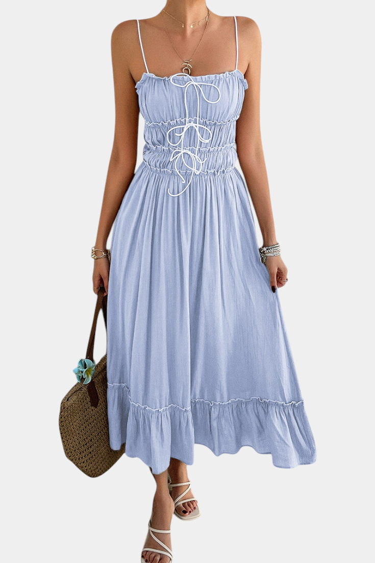 A-Line Dress with Straps and Curled Hem Light