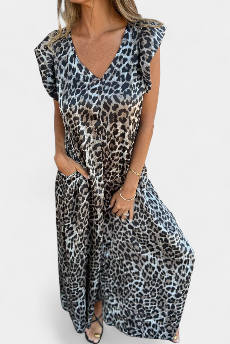 Isela V-Neck Leopard Print Jumpsuit