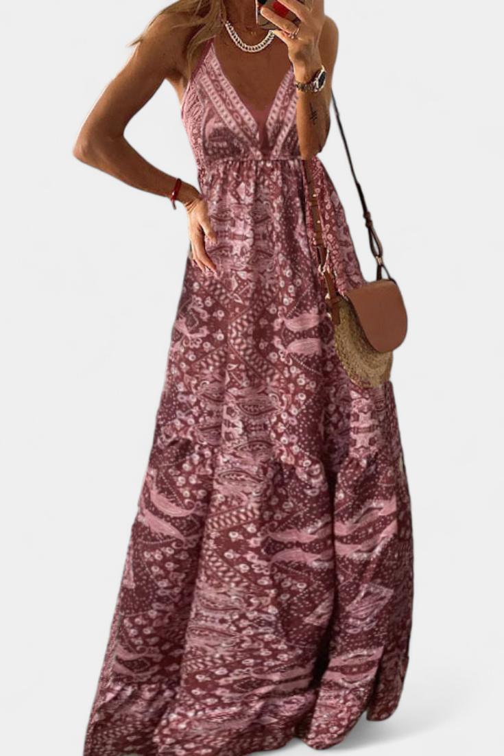 Saira Vintage Floral Print High Waist Dress