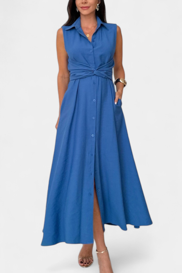 Meryl Button-Down Shirt Dress with Adjustable Belt
