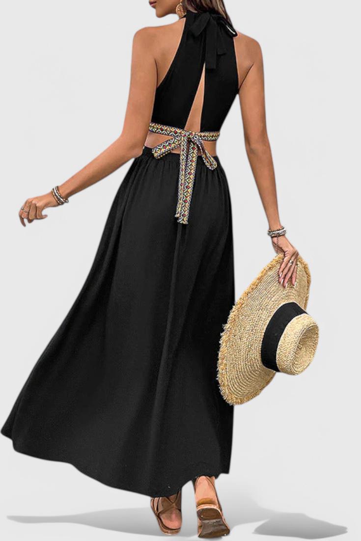 Sorina Midi Halter Dress with Cutouts