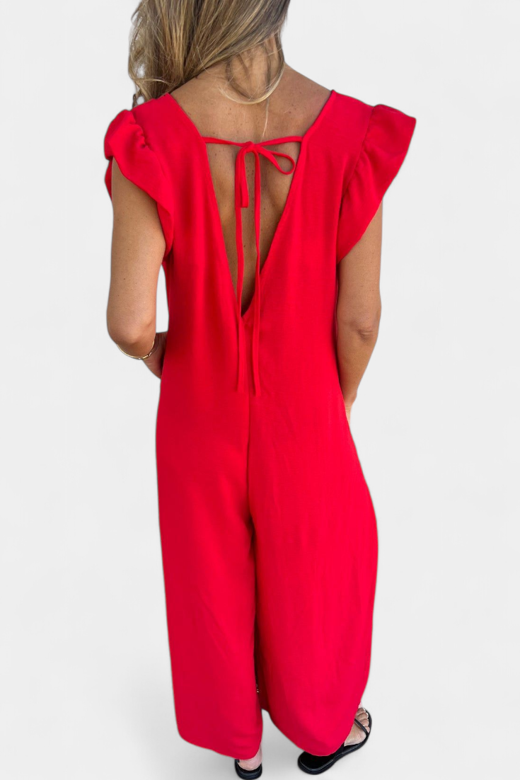 Isela V-Neck Leopard Print Jumpsuit