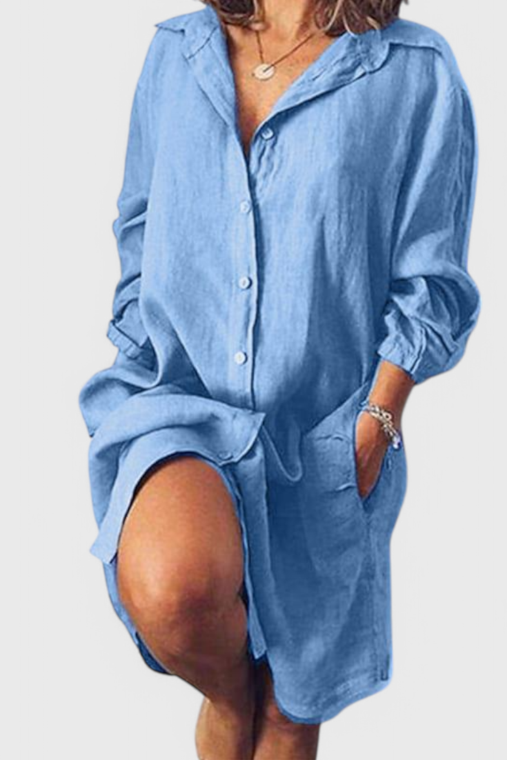 Marlene Longline Linen Shirt Dress
