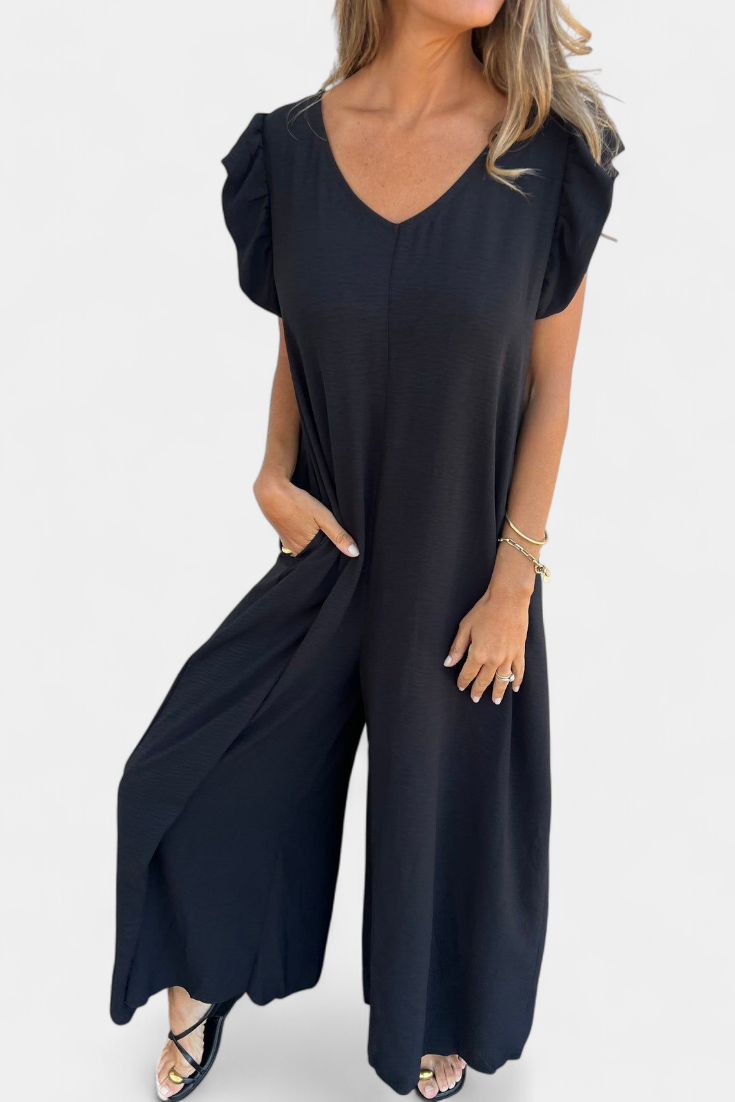 Isela V-Neck Leopard Print Jumpsuit