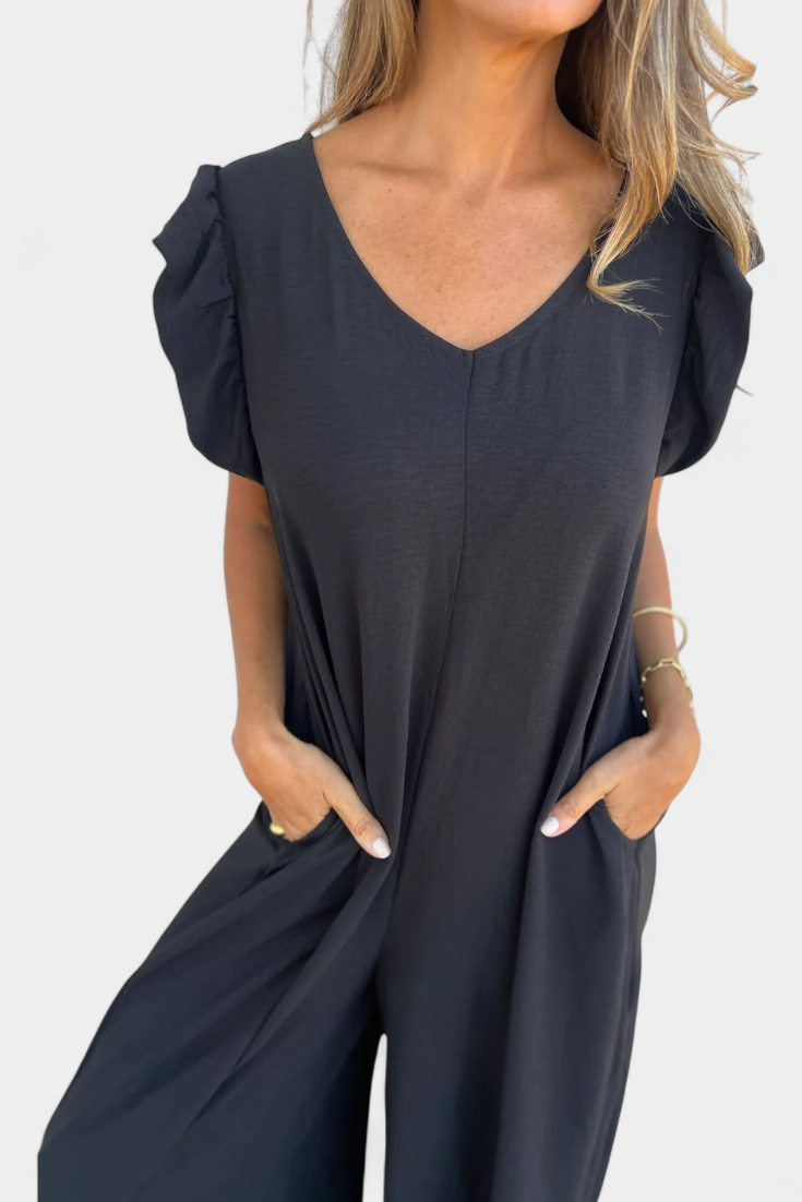 Isela V-Neck Leopard Print Jumpsuit
