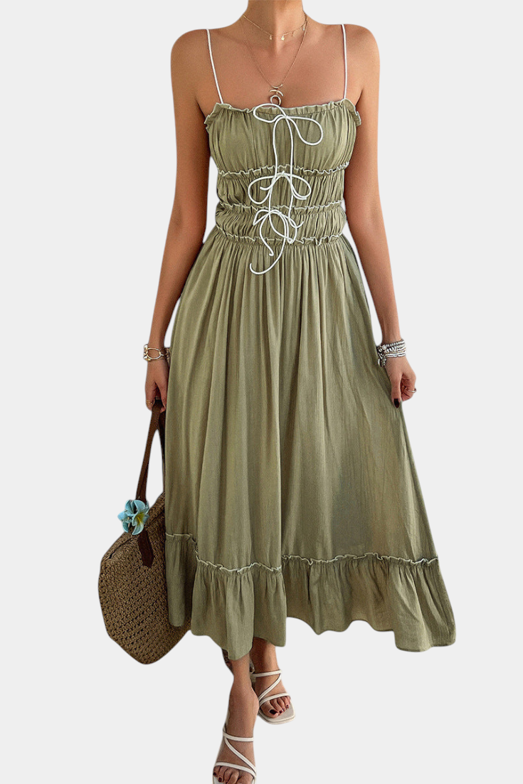 A-Line Dress with Straps and Curled Hem Light
