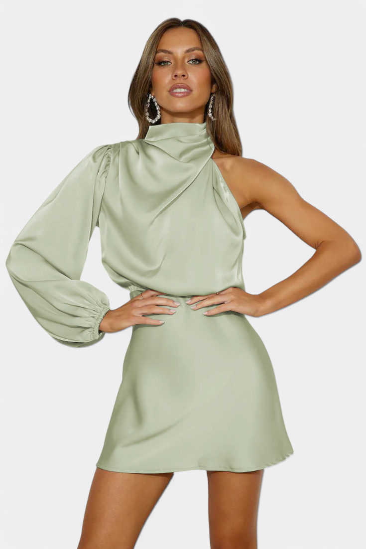 Mara Draped One-Shoulder Mini Dress