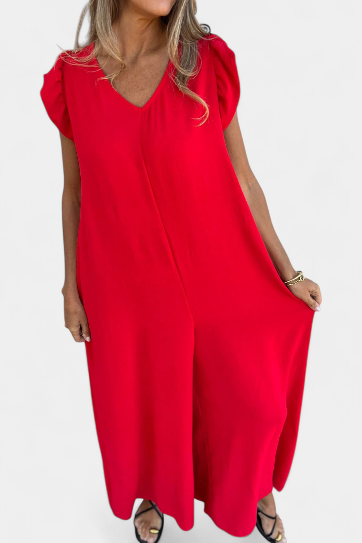 Isela V-Neck Leopard Print Jumpsuit
