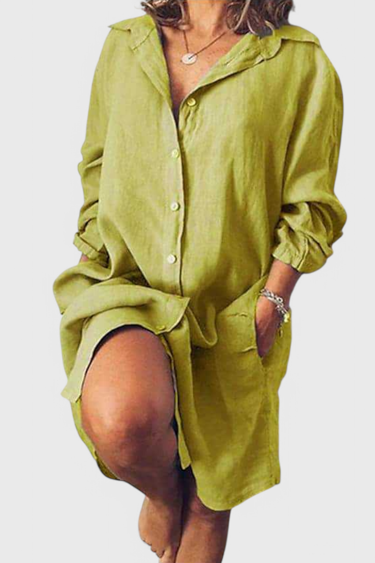 Marlene Longline Linen Shirt Dress