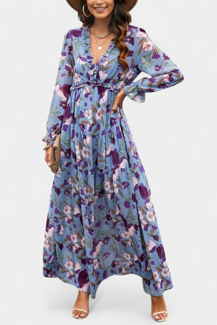 Keti Long Sleeve Floral Maxi Dress
