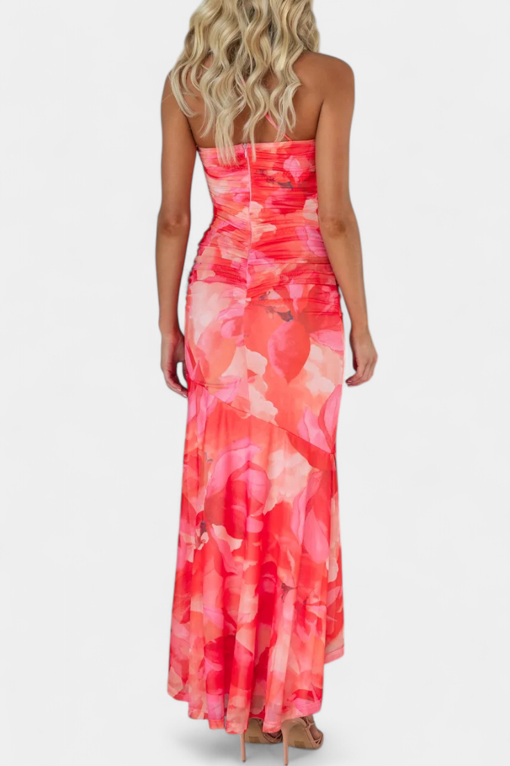 Abigail Floral Asymmetrical Sleeve Dress