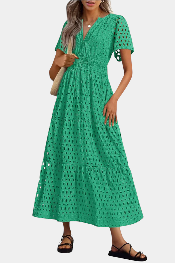 Imani Long Embroidered Lace Dress
