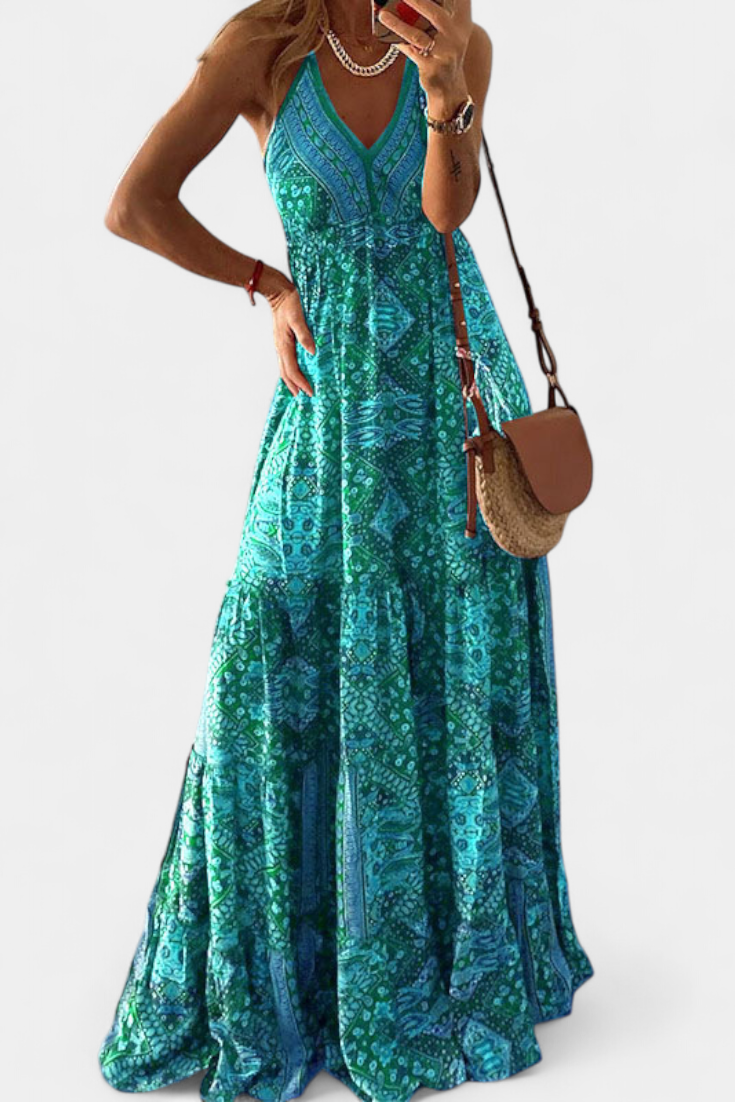 Saira Vintage Floral Print High Waist Dress