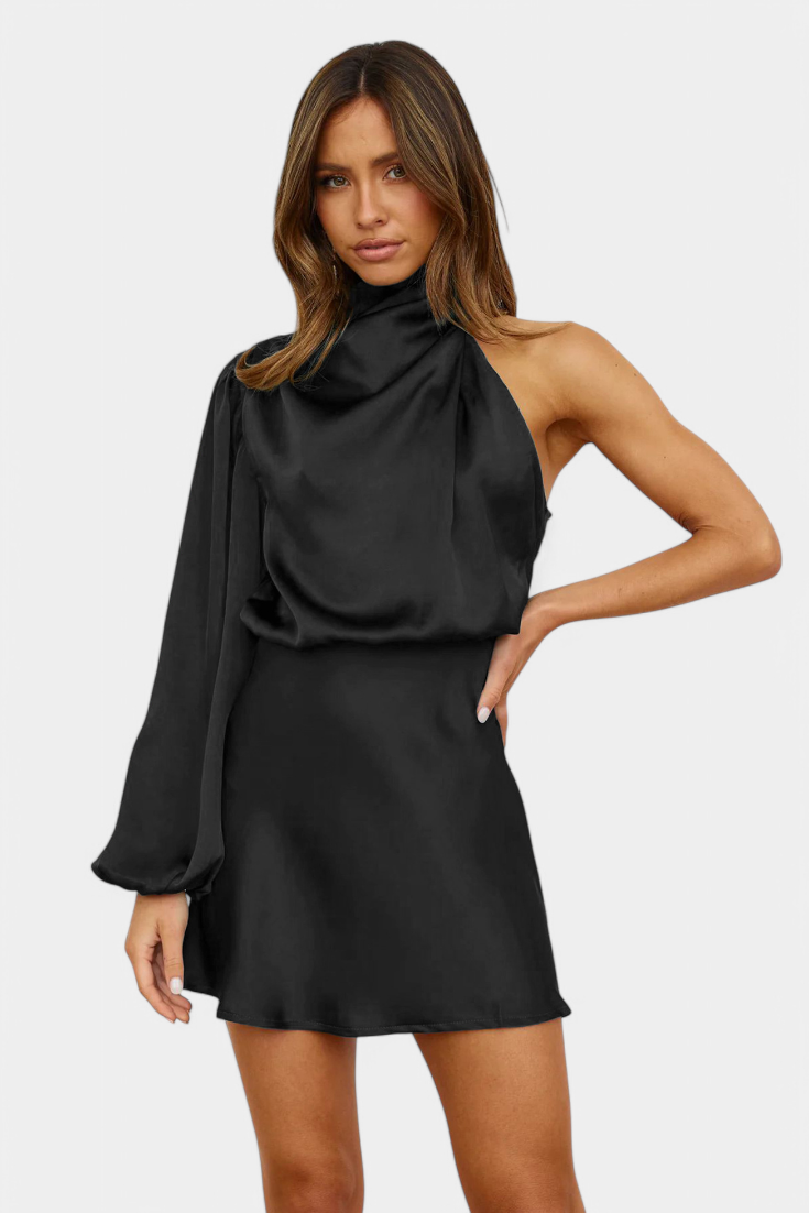 Mara Draped One-Shoulder Mini Dress