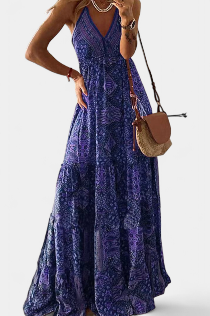 Saira Vintage Floral Print High Waist Dress