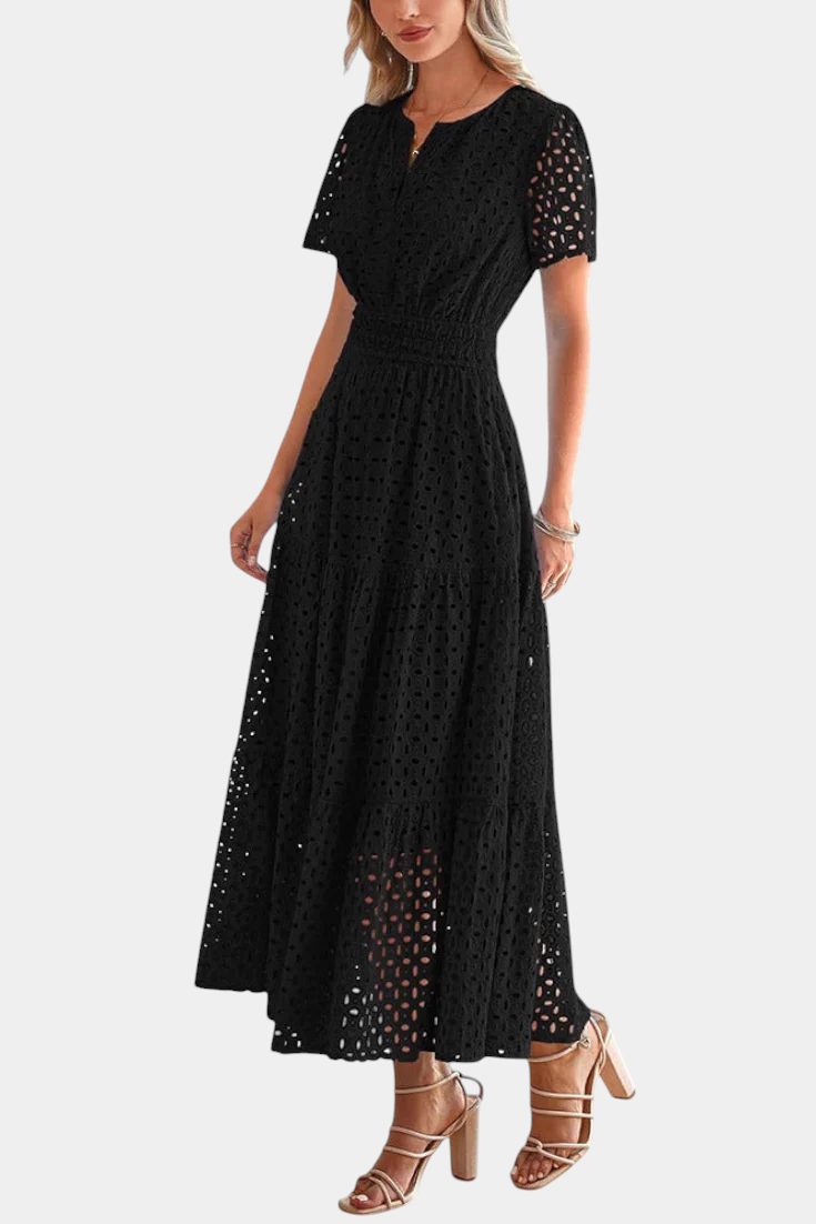 Imani Long Embroidered Lace Dress