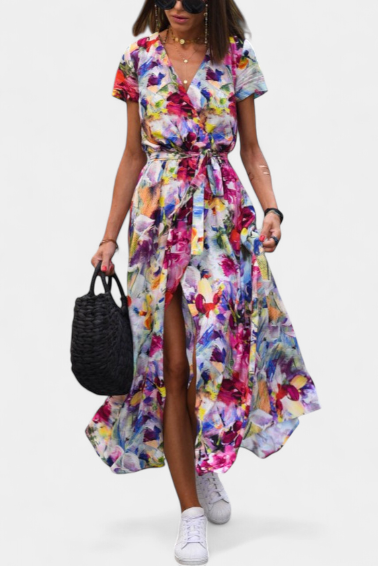 Lilith Wrap Summer Dress with Sophisticated Print