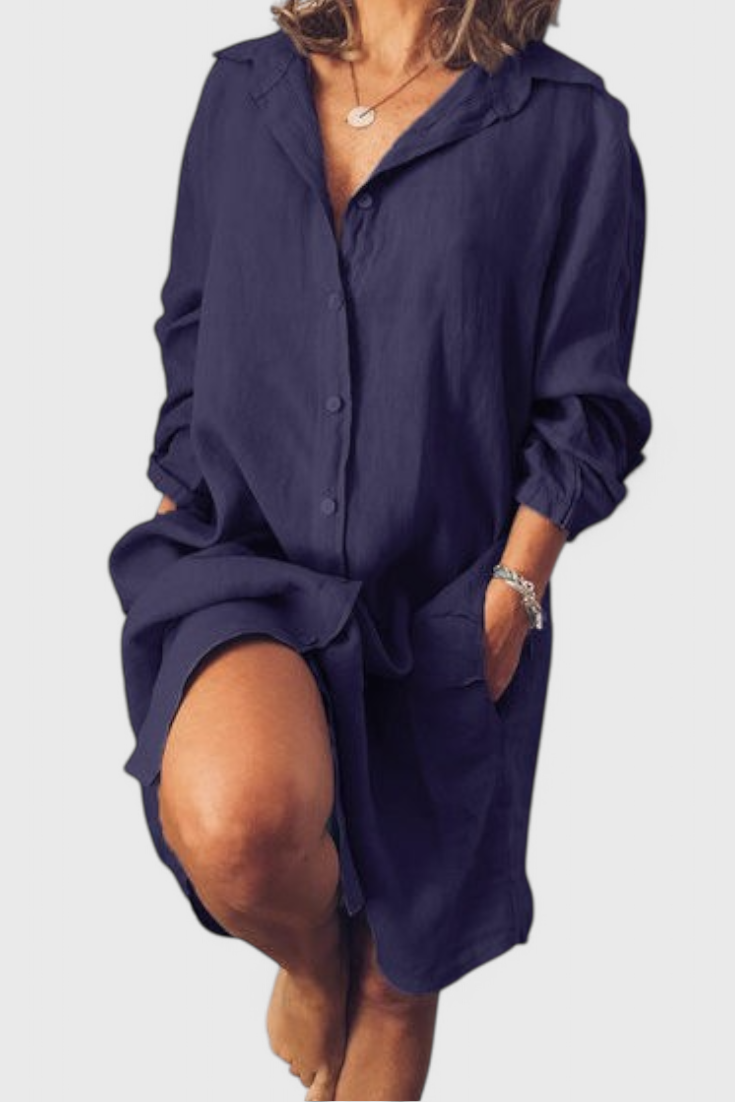 Marlene Longline Linen Shirt Dress