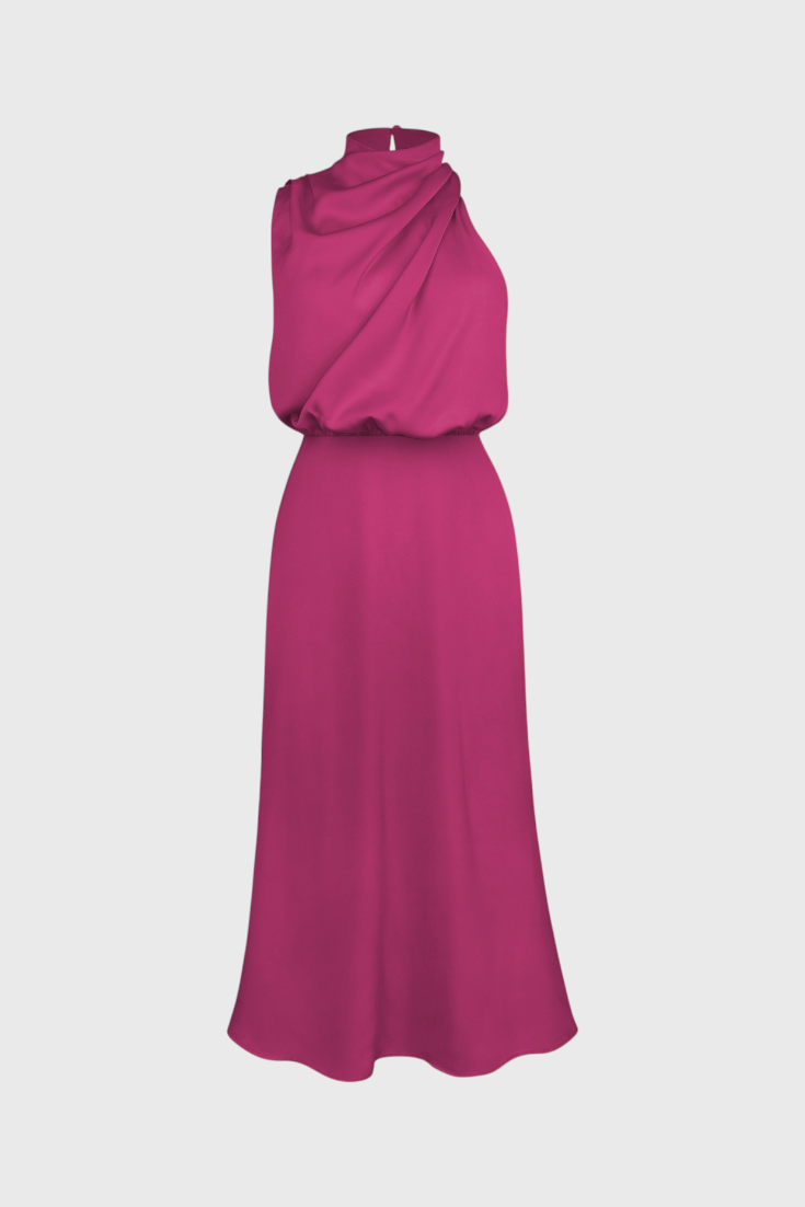 Rina Elegant Halter Neck Draped Dress