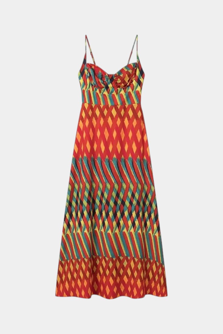Oceana Halter Maxi Dress with Abstract Design
