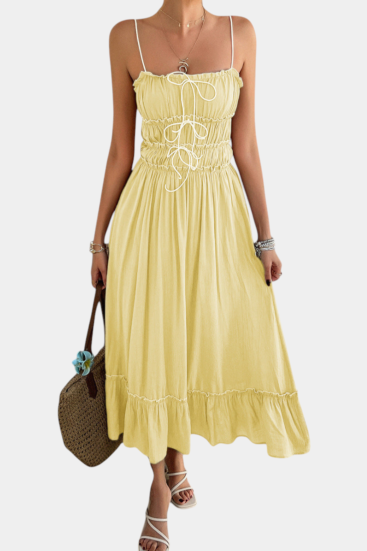 A-Line Dress with Straps and Curled Hem Light