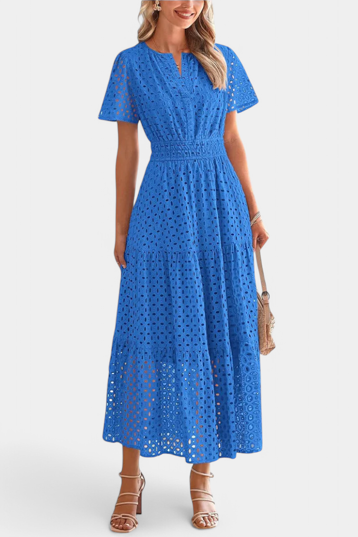 Imani Long Embroidered Lace Dress