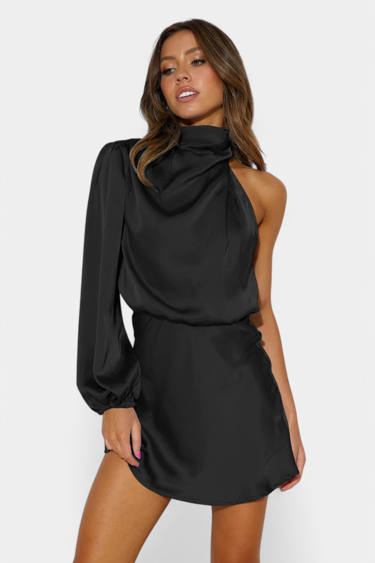 Mara Draped One-Shoulder Mini Dress