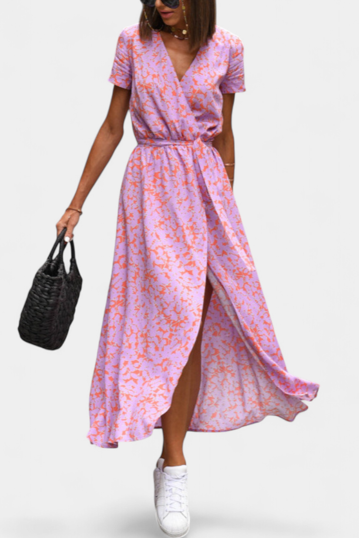 Lilith Wrap Summer Dress with Sophisticated Print