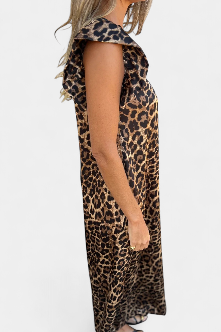 Isela V-Neck Leopard Print Jumpsuit