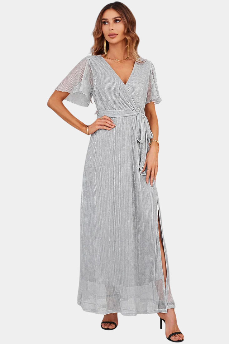 Esperanza Wrap Maxi Dress with Ruffle Sleeves