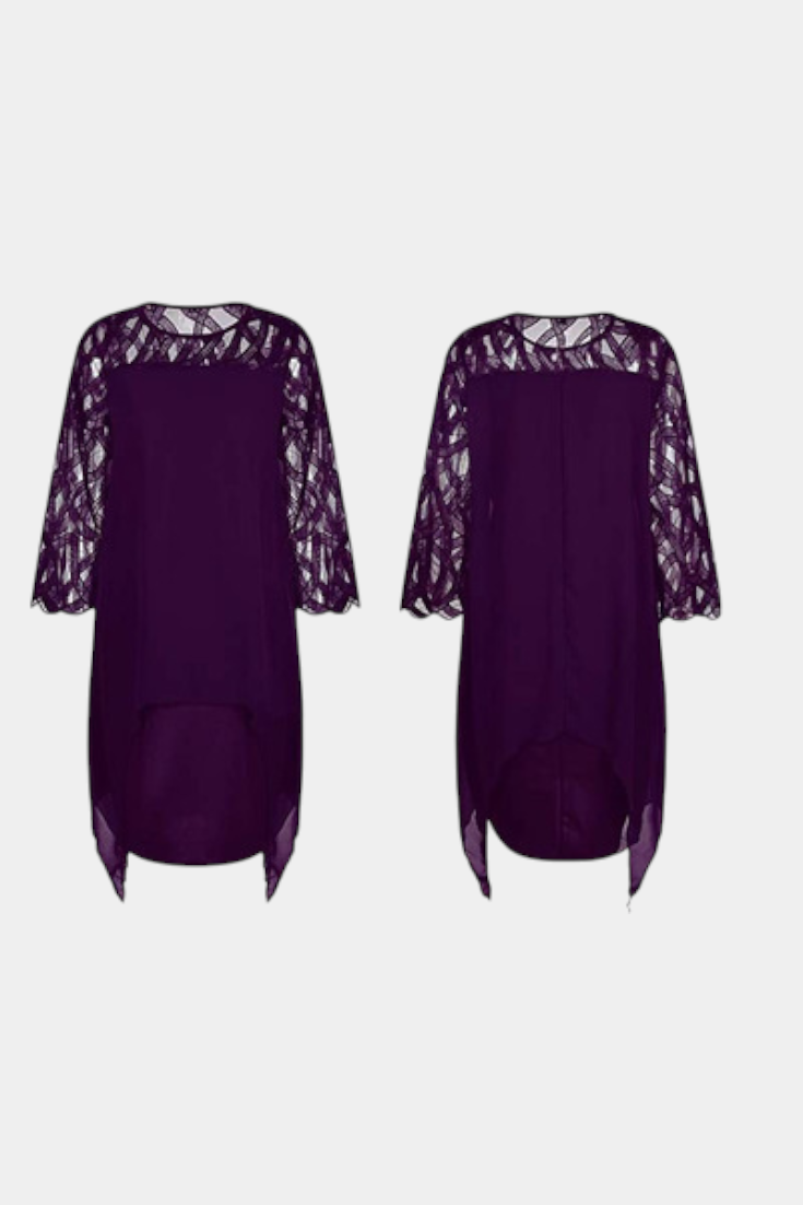 Yana Plus Size Dress with Lace Sleeves