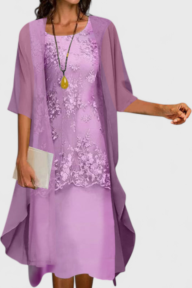 Apolline Elegant Chiffon Dress with Classic Design