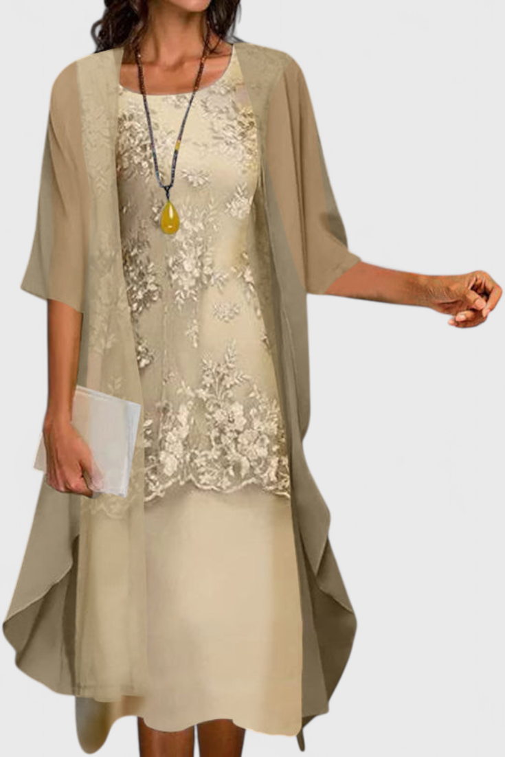 Apolline Elegant Chiffon Dress with Classic Design