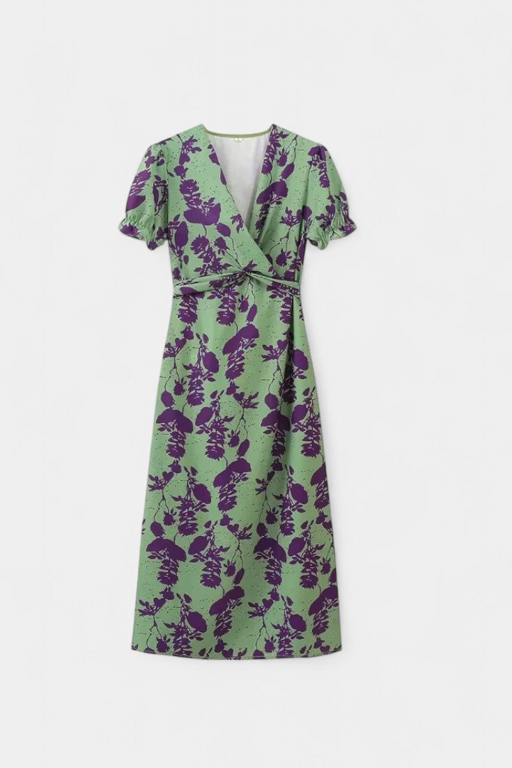 Elara Elegant Floral Dress with Tie Waist